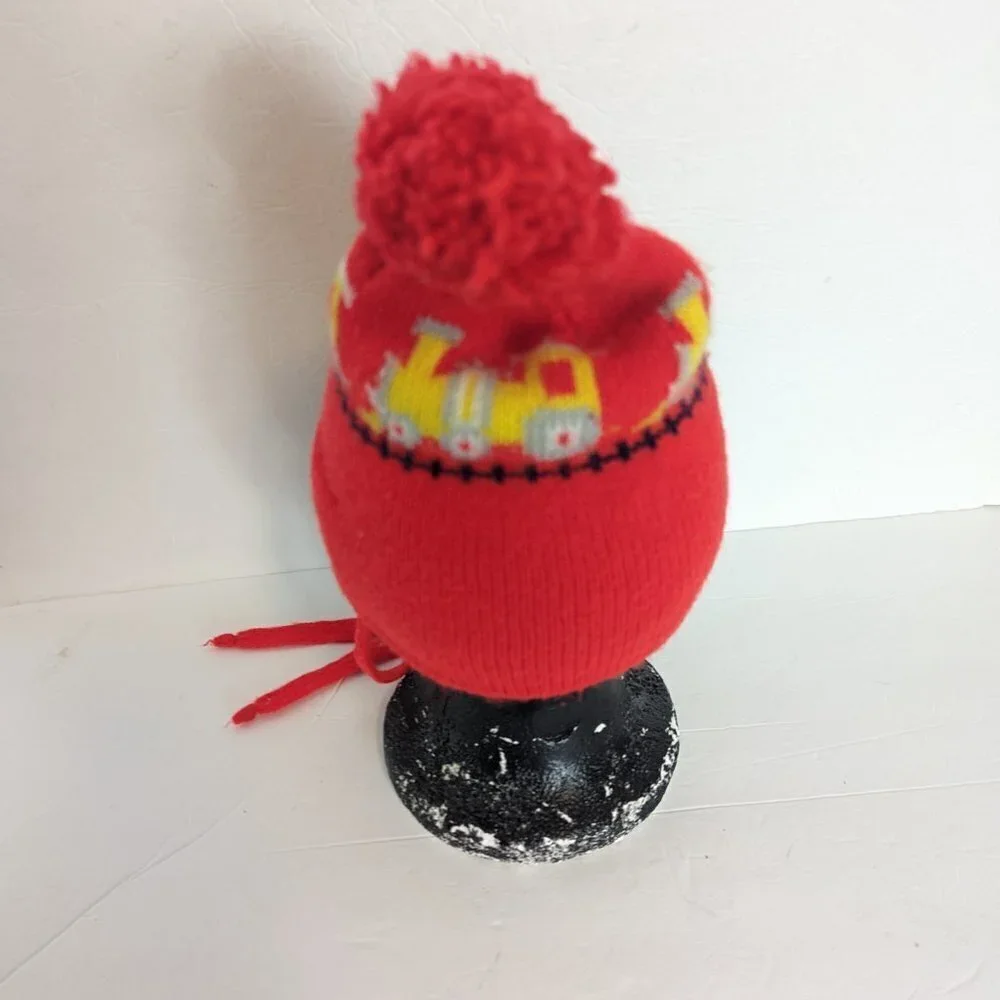 Vintage Choo Choo Train Knit Hat Pom Pom Red Model‎ Toy